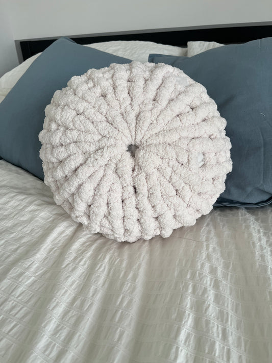 One colour circular knitted pillow